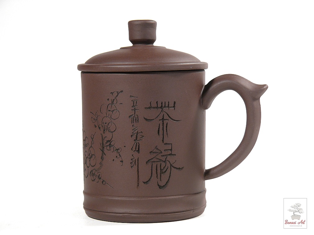 Hrnek na aj 470ml z yixingskej keramiky tmavohned s pokrievkou