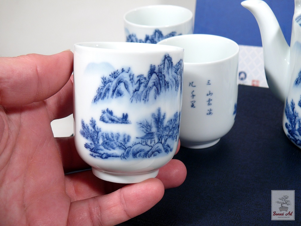 Čajová súprava bielomodrý porcelán - tradičná