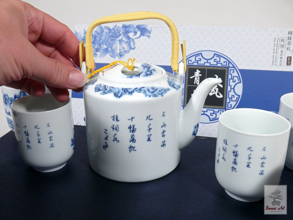Čajová súprava bielomodrý porcelán - tradičná