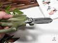 Masívne krátke nožnice na bonsaje a kvety - rukoväť z tvrdého plastu - zelené