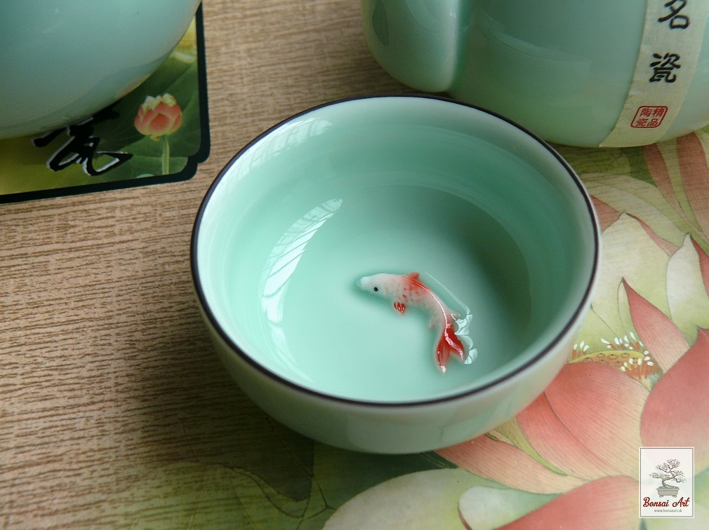 Súprava na čaj - Koi Fish 3D - porcelán