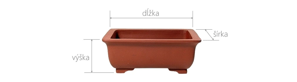 Rozmery bonsai misky Bonsai miska a uvedené rozmery v ponuke